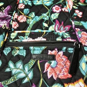 Vera Bradley Vines Floral Black Crossbody Hipster Bag Retired Pattern EUC